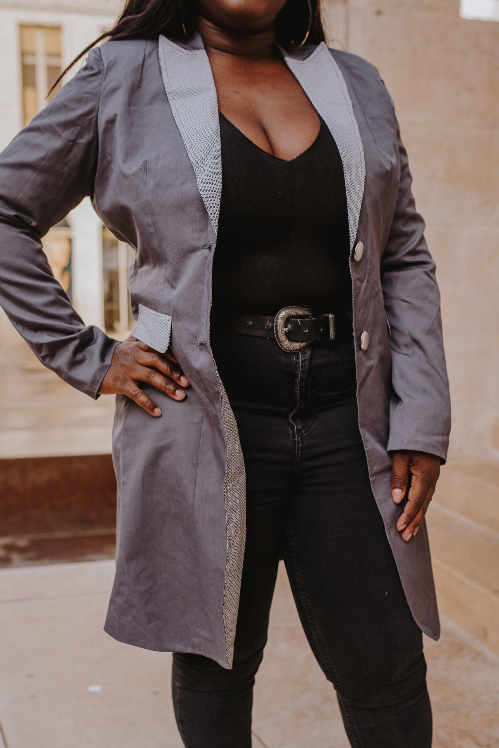 Veste grise longue femme hotsell