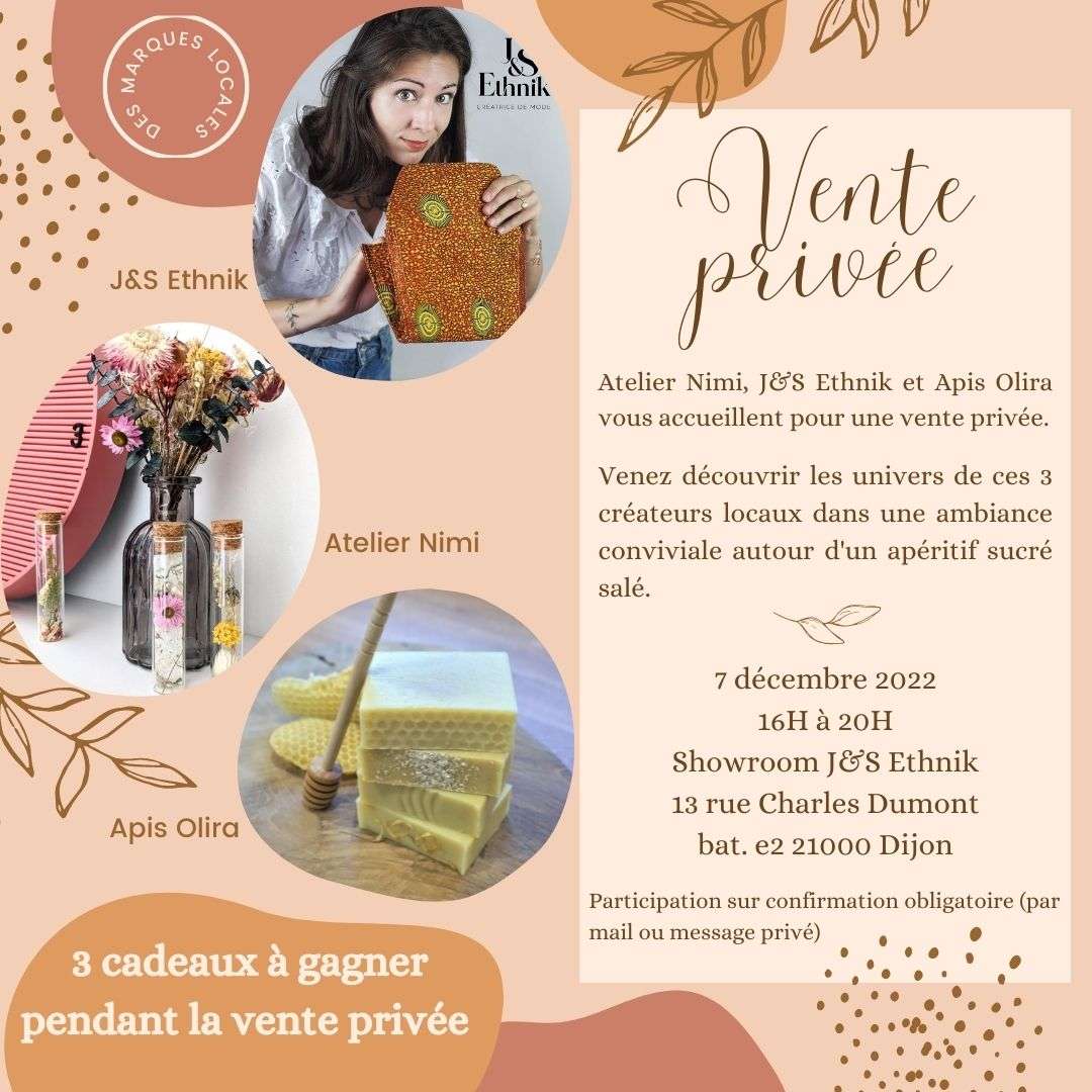 Vente privée au Showroom J&S ETHNIK: une fois par mois par la créatrice à Dijon en  Bourgogne Franche-Comté et d’autres créateurs