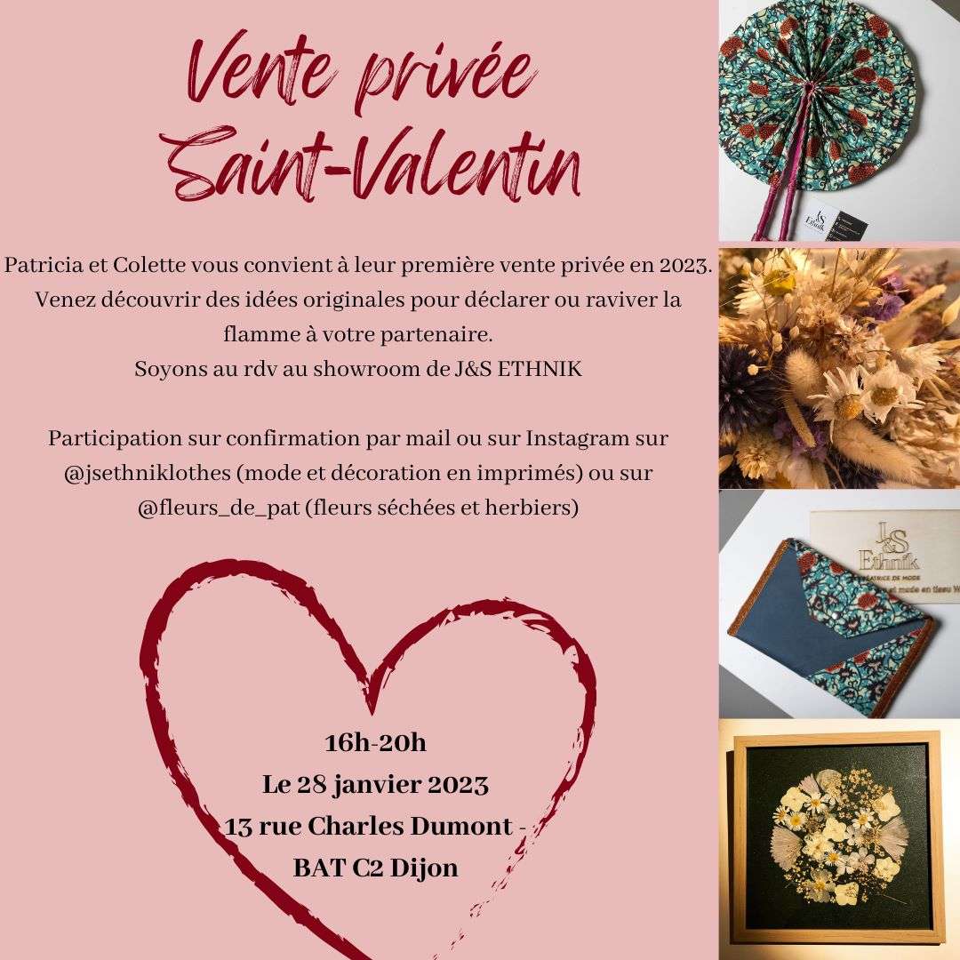 Vente privée  Spéciale Saint Valentin au Showroom J&S ETHNIK:  la première en 2023
