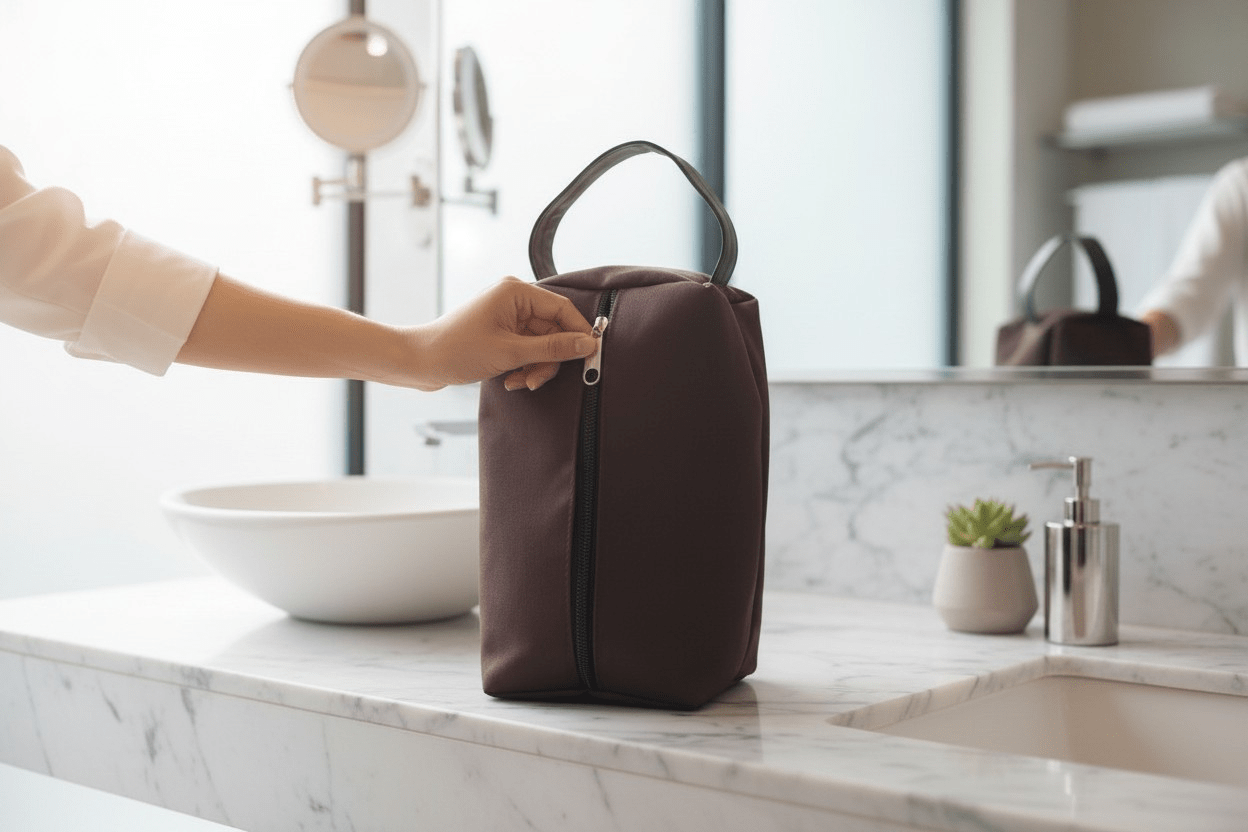 Trousse de voyage unie Marron