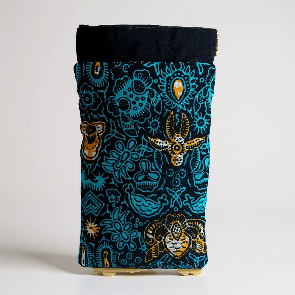 Étui à lunettes forme verticale – Bleu en Wax signé J&S Ethnik